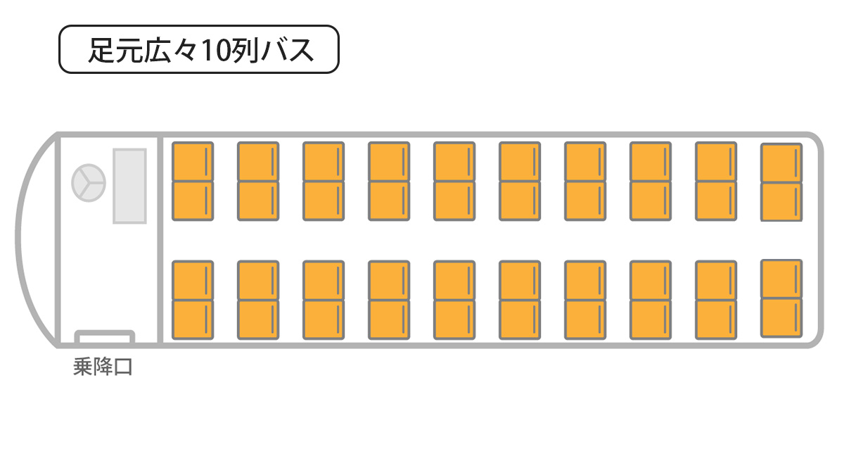 足元広々10列シート